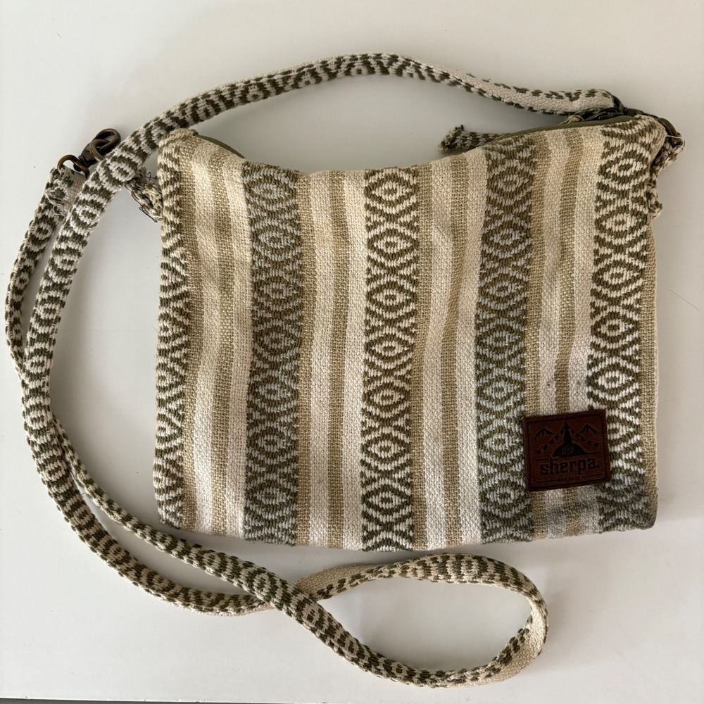 Sherpa Adventure Gear Crossbody Bag, 100% Cotton Purse with Striped Pattern Boho